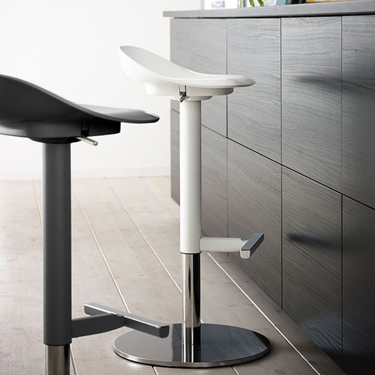 White Bar Stools Adjustable Height Swivel Dining Stools with Metal Base