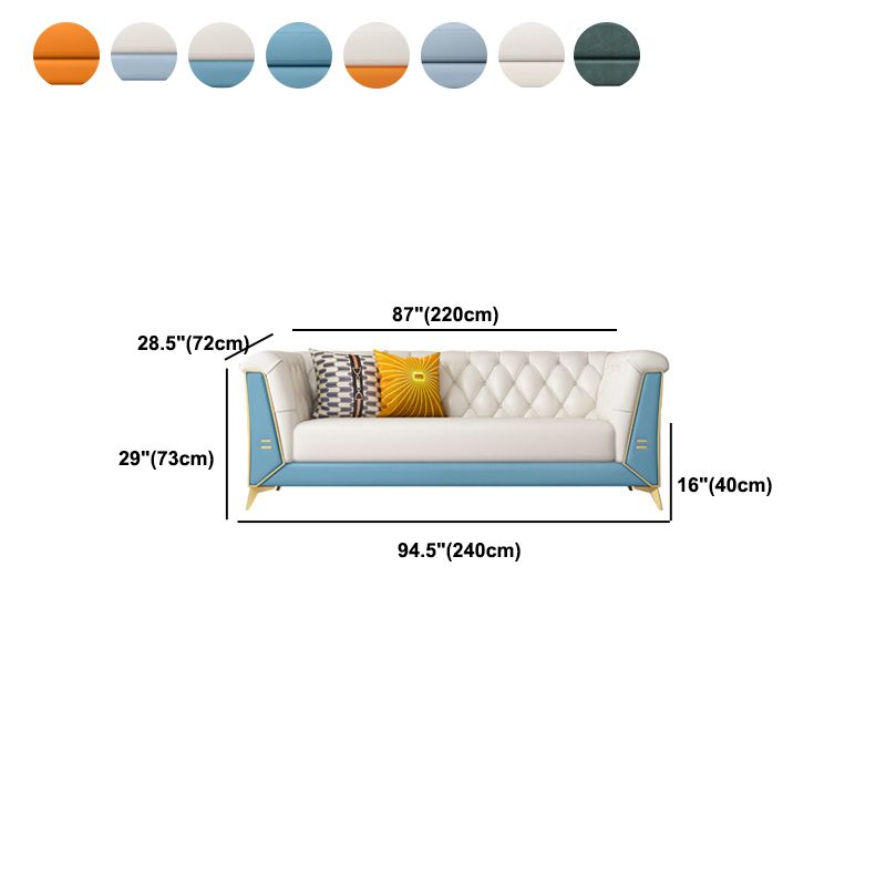 Faux Leather Sofa 28.74" H Tuxedo Arm Sofa with Sewn Pillow Back Clearhalo 'furn' 'furn_sofas' 'Furniture' 'Living Room Furniture' 'Sofa' 'sofas' 1200x1200_c726cdd1-91fc-4037-8b57-df58164d426f