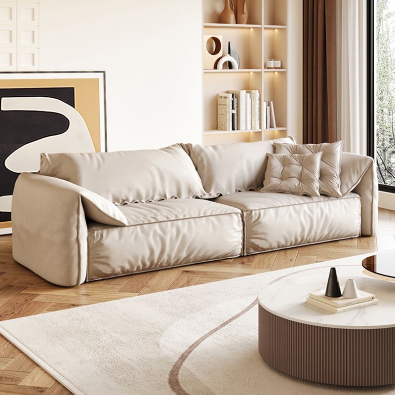 White Contemporary Faux Leather Pillow Top Arm Sofa with Bolster Pillows for Living Room Clearhalo 'furn' 'furn_sofas' 'Furniture' 'furniture_sofas' 'kitchen' 'kitchen_sofas' 'Living Room Furniture' 'Sofa' 'sofas' 1200x1200_c7276094-60f4-4a46-b70a-3f934dfc34c1