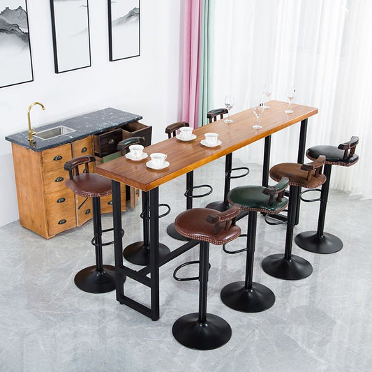 Industrial Style Pub Dining Set 1/2/5/9 Pcs Rectangular Solid Wood Pub Set for Home