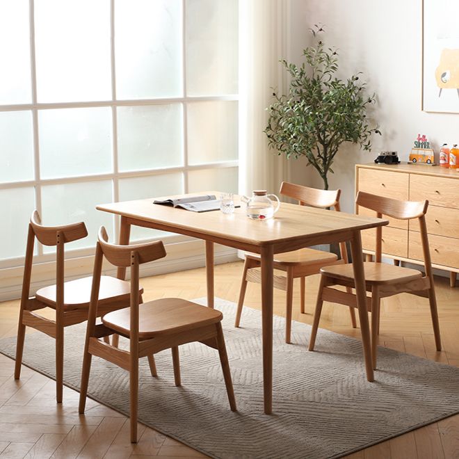 Contemporary Style Dining Table with Fixed Solid Wood Dining Table and Chairs for Home Use Clearhalo 'Dining Room Sets' 'Dining Tables & Seating' 'dining_room_set' 'furn' 'furn_dining_room_set' 'Furniture' 'furniture_dining_room_set' 'Kitchen & Dining Furniture' 'kitchen&dining_furn' 'kitchen' 1200x1200_c728f462-4af6-4b2e-9e8d-2beb38c5aadb