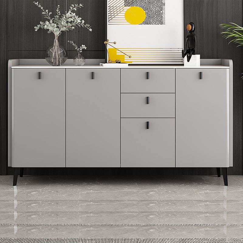 Modern Gray Sideboard Table with Drawers Wood and Stone Buffet Server Clearhalo 'buffet_sideboard' 'Buffets & Sideboards' 'furn' 'furn_buffet_sideboard' 'Furniture' 'Kitchen & Dining Furniture' 1200x1200_c7297d1c-eebc-4dde-944c-b0f0a1a579bb