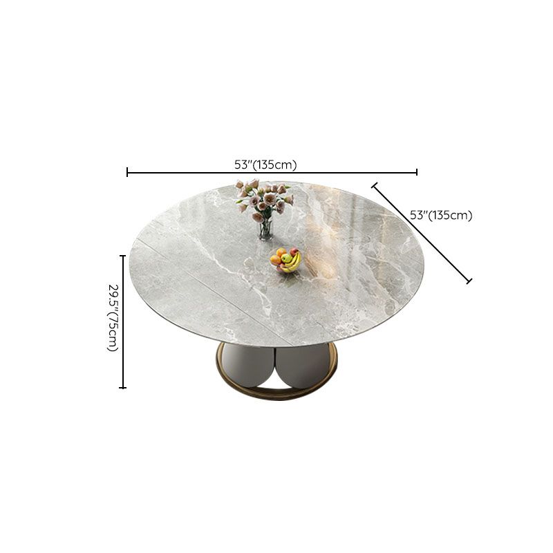 Metal Dining Table Extendable Pedestal Dining Table for Kitchen