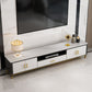 Console TV bianca in stile glam da 17,72 "H in stile TV con 1 cassetto per soggiorno
