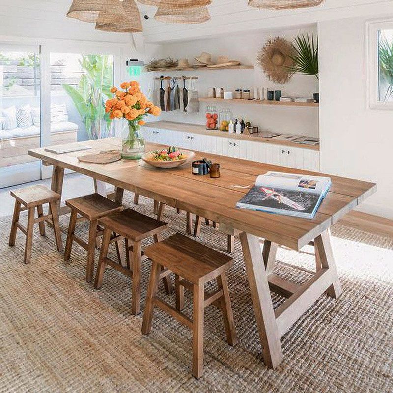 Tavolo da pranzo rettangolare tavolo contemporaneo in legno massiccio per cucina a casa senza sedia