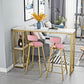 Mesa de pub Glam, mesa de bar rectangular de altura con barra de pedestal doble para interiores