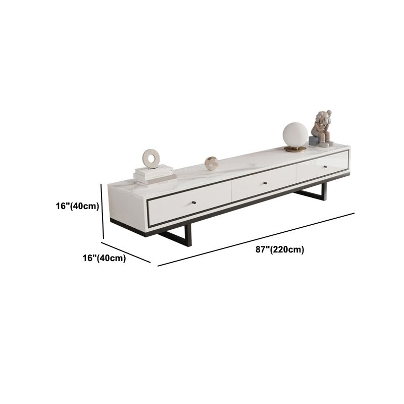 Modern Style Stone TV Stand White Colour Enclosed Storage TV Stand Console with 3 Drawers Clearhalo 'furn' 'furn_tv_stands_entertainment_centers' 'Furniture' 'Living Room Furniture' 'TV Stands & Entertainment Centers' 'TV Stands & Media Storage Furniture' 'tv_stands_entertainment_centers' 1200x1200_c72c2882-84f6-4faf-8f42-0d7a6b5240b2