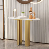 11,81 "W tavolo di accento console glam ovale di divano console di finitura antica