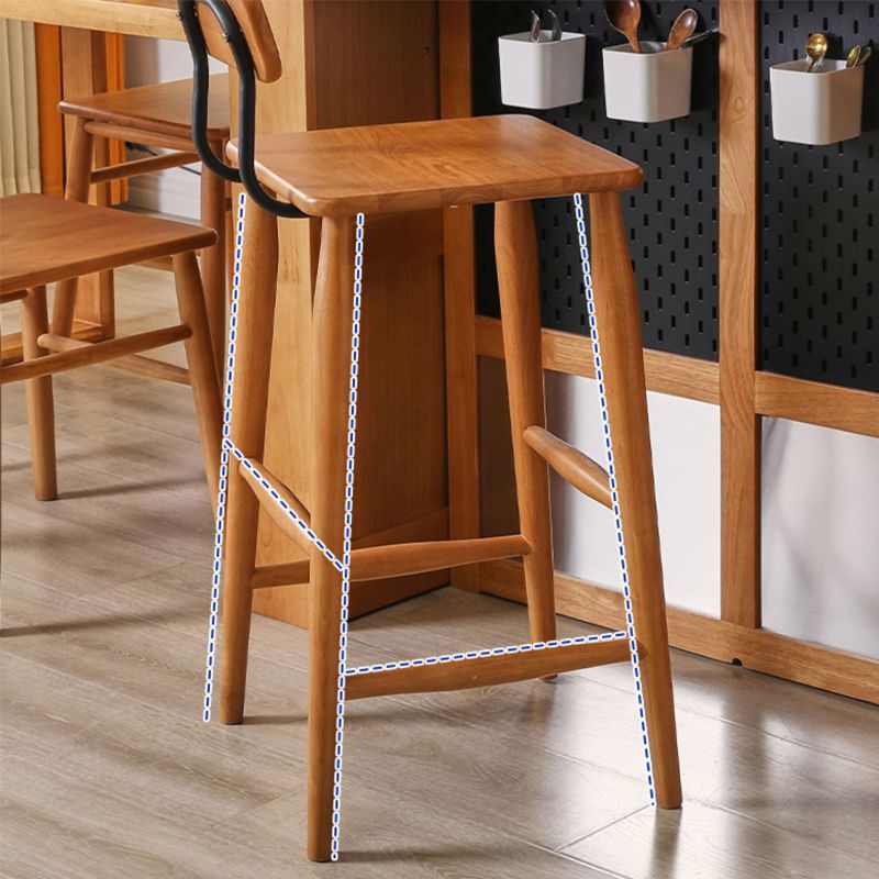 Indoor Solid Wood Bar Stool Low Back Bar Stool with Footrest