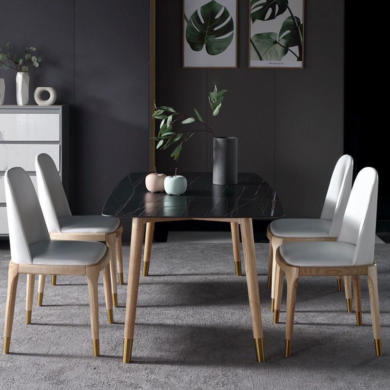 Rectangle Two-Color Dining Table Sintered Stone Table Luxury with 4 Legs Clearhalo ' dining_table' 'Dining Tables & Seating' 'Dining Tables' 'furn' 'furn_dining_table' 'Furniture' 'furniture_dining_table' 'Kitchen & Dining Furniture' 'kitchen&dining_furn' 'kitchen' 'kitchen_dining_table' 1200x1200_c73534f4-e71a-4f15-81c8-33dace8421d1