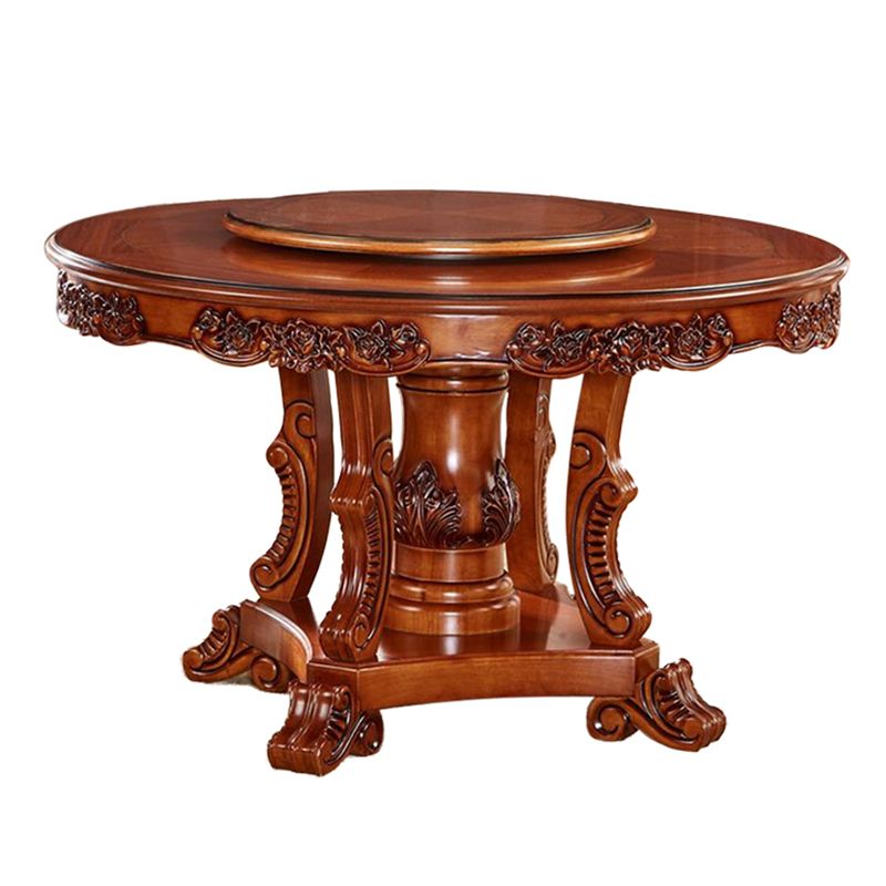 Rubberhouten basis Victoriaanse ronde tafel voetstukbasistafel voor eetkamer