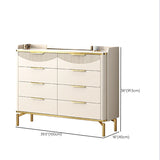 GlamoM White Storage Chest Bedroom Cofre de piedra con patas de metal