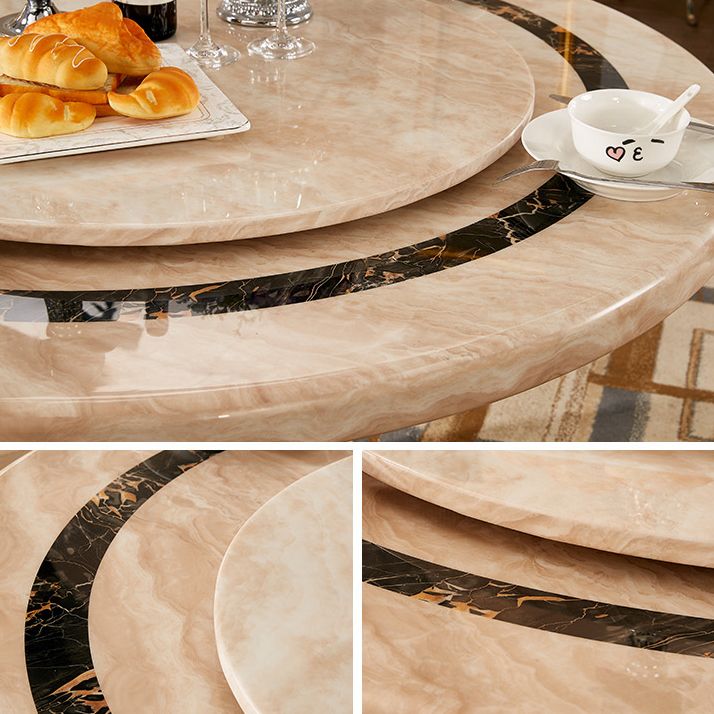 Table à manger en faux marbre, table de dîner sur pied rond pour salle à manger