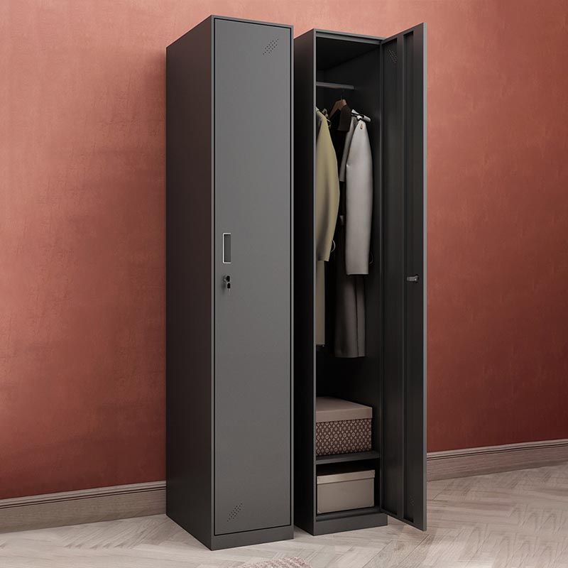 Black Metal Wardrobe Cabinet Contemporary Hinged Wardrobe Armoire Clearhalo 'Armoires & Wardrobes' 'armoires_wardrobes' 'Bedroom Furniture' 'furn' 'furn_armoires_wardrobes' 'Furniture' 1200x1200_c737de06-7f84-4286-bb6a-cfb7c8bd5249