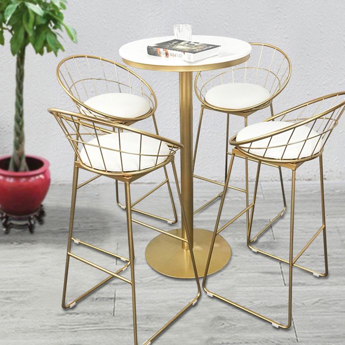 White Glam Style Ropund Table in Iron and Wood Table Milk Tea Shop Bar Table Clearhalo 'Bar Furniture' 'Bar Tables' 'bar_tables' 'furn' 'furn_bar_tables' 'Furniture' 'furniture_bar_tables' 'Kitchen & Dining Furniture' 1200x1200_c73a8077-a9b9-495e-a2bc-6f3079d60f47