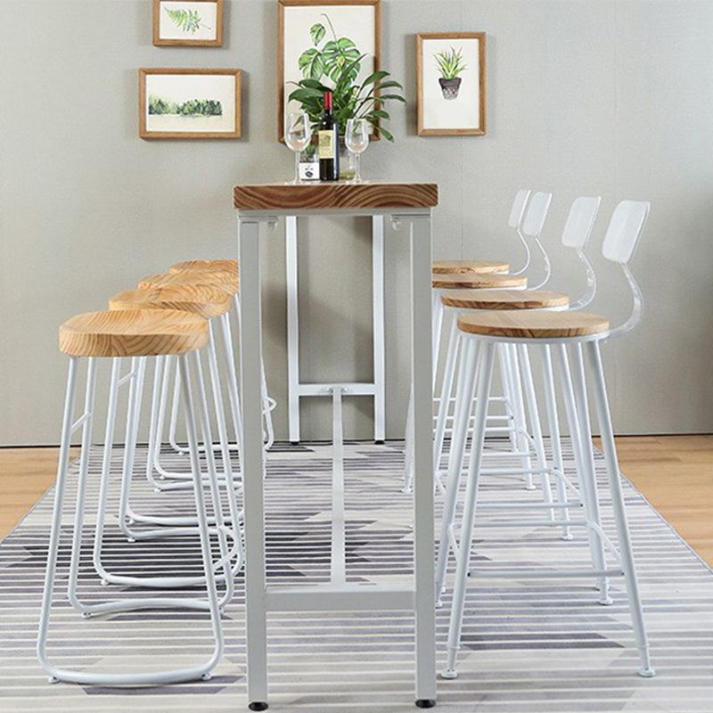 Rectangular Pine Wood Top Bar Table Luxurious Bar Table with Trestle Base in White Clearhalo 'Bar Furniture' 'Bar Tables' 'bar_tables' 'furn' 'furn_bar_tables' 'Furniture' 'Kitchen & Dining Furniture' 1200x1200_c73ad67a-999d-4335-bd3b-f9dde7a82c2d