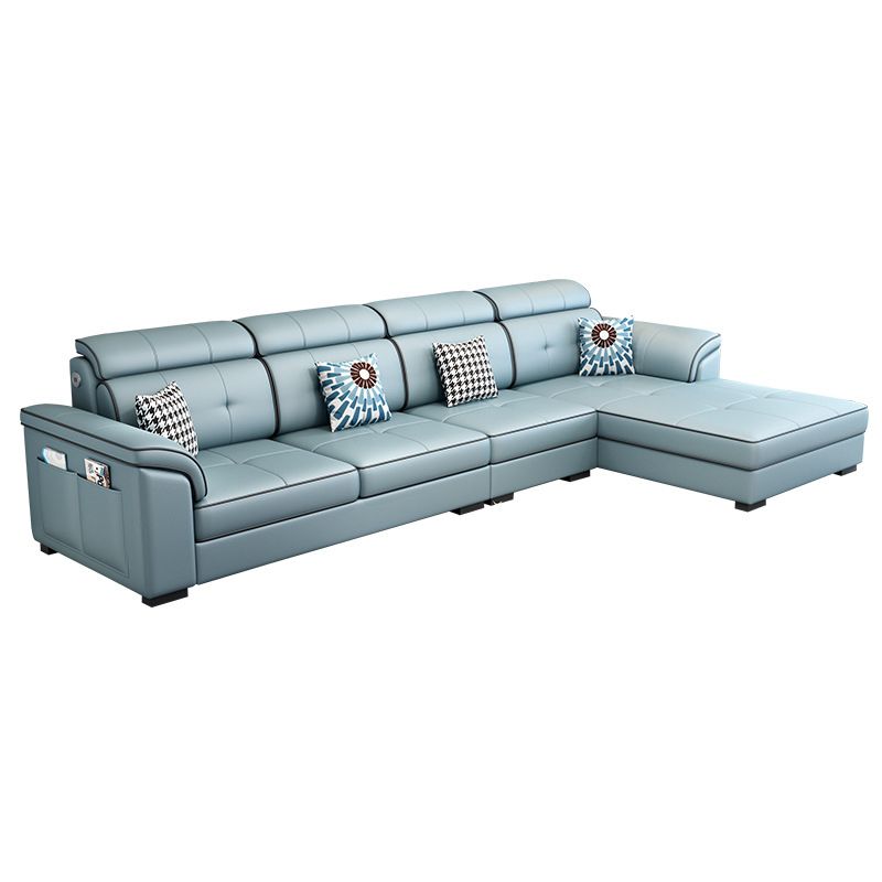 Modern L-shape Sectionas Faux Leather/Linen Sofa with Reversible Chaise and Storage Clearhalo 'furn' 'furn_sectionals' 'Furniture' 'furniture_sectionals' 'Living Room Furniture' 'Sectionals' 1200x1200_c73b598f-0055-4198-b04e-0b6fec838e8d