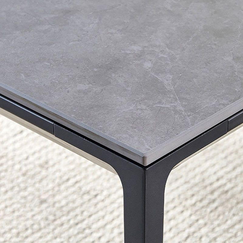 Modern Rectangle Dining Table Sintered Stone Top Table with 4 Black Metal Legs Clearhalo 'Dining Tables & Seating' 'Dining Tables' 'dining_table' 'furn' 'furn_dining_table' 'Furniture' 'Kitchen & Dining Furniture' 1200x1200_c73bfa78-ef62-4cbc-8423-0f81bd58cf17