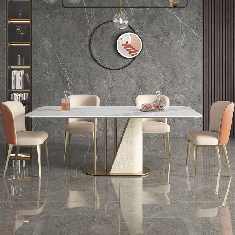 Goldener Sockel Casual Esstisch Traditioneller Luxus -Rechteck Esstisch