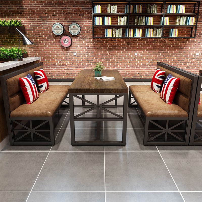Industrial Solid Wood Dinner Room Kitchen Table Brown Trestle Base Table for Dinning Room Clearhalo ' dining_table' 'Dining Tables & Seating' 'Dining Tables' 'furn' 'furn_dining_table' 'Furniture' 'furniture_dining_table' 'Kitchen & Dining Furniture' 'kitchen&dining_furn' 'kitchen' 'kitchen_dining_table' 1200x1200_c73f375b-ac92-4d20-9566-2c376f85daaf
