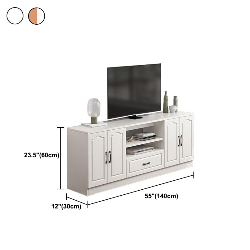23.5 "H Modern Wooden TV Consola Open Storage Stand con cajón y puertas