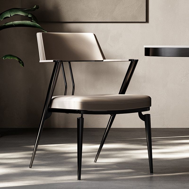 Contemporary Kitchen Dining Arm Chair Metal Legs Upholstered Chair Clearhalo 'Dining Chairs' 'Dining Tables & Seating' 'dining_chair' 'furn' 'furn_dining_chair' 'Furniture' 'Kitchen & Dining Furniture' 1200x1200_c741dff3-c937-4b18-bdb1-ac77d6fbc56e