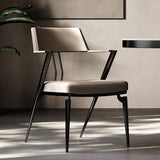 Contemporary Kitchen Dining Arm Chair Metal Legs Upholstered Chair Clearhalo 'Dining Chairs' 'Dining Tables & Seating' 'dining_chair' 'furn' 'furn_dining_chair' 'Furniture' 'Kitchen & Dining Furniture' 1200x1200_c741dff3-c937-4b18-bdb1-ac77d6fbc56e