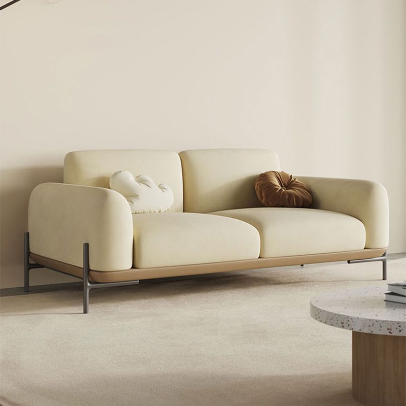 Light Brown Cushions Round Arm Transitional Modern Sofa for Living Room Clearhalo 'furn' 'furn_sofas' 'Furniture' 'furniture_sofas' 'kitchen' 'kitchen_sofas' 'Living Room Furniture' 'Sofa' 'sofas' 1200x1200_c742ea5a-17e2-4011-a283-c7c04941dd2e