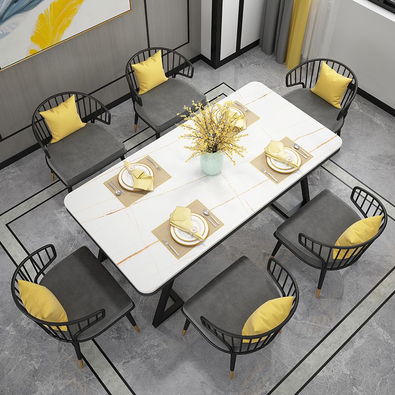 Modern 1/2/5/7 Pieces Dining Set White Stone Top Dining Furniture Clearhalo 'Dining Room Sets' 'Dining Tables & Seating' 'dining_room_set' 'furn' 'furn_dining_room_set' 'Furniture' 'Kitchen & Dining Furniture' 1200x1200_c743c787-9fd1-4c13-8096-a730e1056692