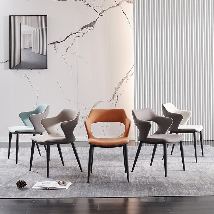 Contemporary Faux Leather Arm Chair Matte Finish Open Back Dining Chair Clearhalo ' kitchen&dining_furn' 'Dining Chairs' 'Dining Tables & Seating' 'dining_chair' 'furn' 'furn_dining_chair' 'Furniture' 'furniture_dining_chair' 'Kitchen & Dining Furniture' 'kitchen' 1200x1200_c7447dda-a8ca-4020-b0fd-7f9b4c8ad1b4