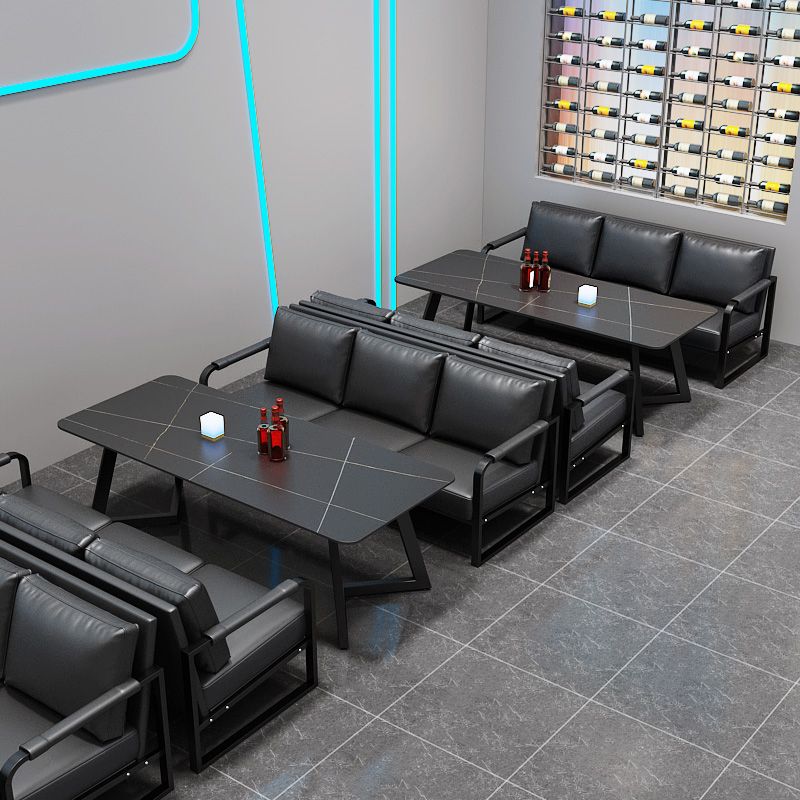 Industrial Sintered Stone Dinner Room Kitchen Table Black Table with Black Frame for Dining Room Clearhalo ' dining_table' 'Dining Tables & Seating' 'Dining Tables' 'furn' 'furn_dining_table' 'Furniture' 'furniture_dining_table' 'Kitchen & Dining Furniture' 'kitchen&dining_furn' 'kitchen' 'kitchen_dining_table' 1200x1200_c7488b5b-75c2-4ad4-8ac6-69dbd714972d