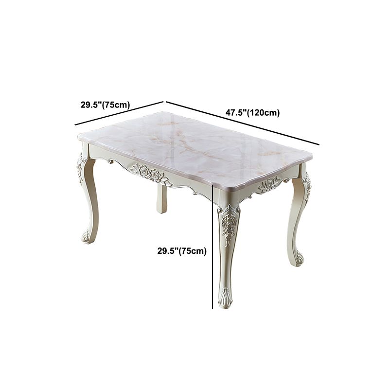 Rectangle Victorian Style Dining Table Fixed Table with Stone Clearhalo 'Dining Tables & Seating' 'Dining Tables' 'dining_table' 'furn' 'furn_dining_table' 'Furniture' 'Kitchen & Dining Furniture' 1200x1200_c74bda7b-ea59-41a9-ad63-b0a3c0229d4e