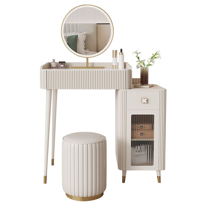 Tavolo da vanità in ardesia sgabello set da vanità bianco con specchio delle luci