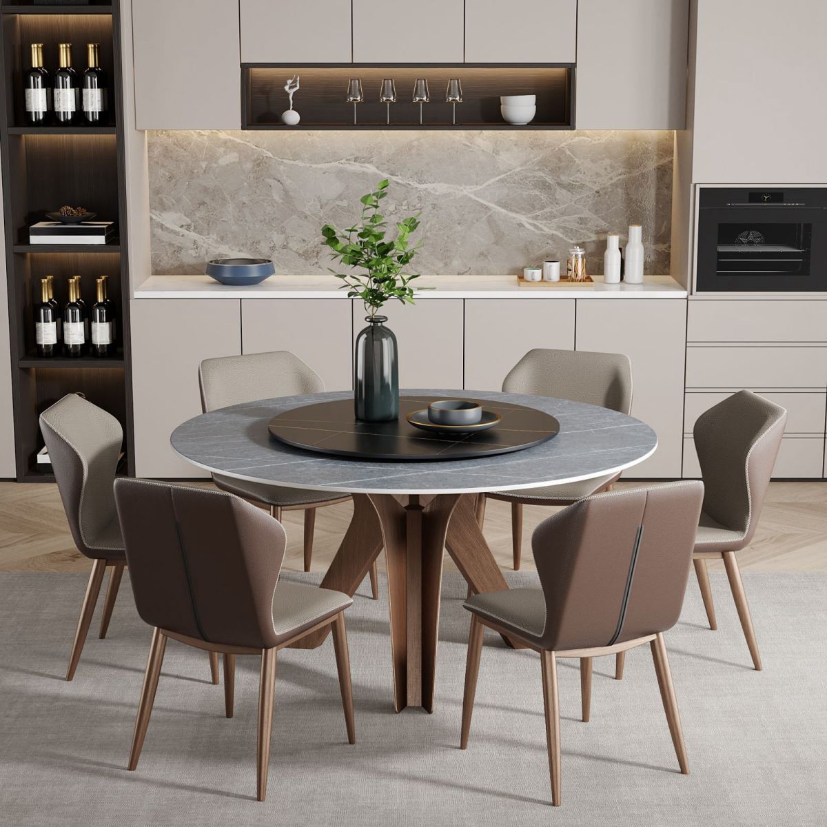Round Stone Furniture Luxury Style Tripod Base Dining Room Collection with Turntable Clearhalo ' dining_table' 'Dining Tables & Seating' 'Dining Tables' 'furn' 'furn_dining_table' 'Furniture' 'furniture_dining_table' 'Kitchen & Dining Furniture' 'kitchen&dining_furn' 'kitchen' 'kitchen_dining_table' 1200x1200_c74c149e-eb9b-4666-8377-989217530d05