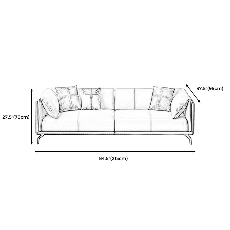 Contemporary Genuine Leather Pillow Top Arm Sofa for Living Room, Apartment Clearhalo 'furn' 'furn_sofas' 'Furniture' 'furniture_sofas' 'kitchen' 'kitchen_sofas' 'Living Room Furniture' 'Sofa' 'sofas' 1200x1200_c74e767c-21f1-4865-9a8f-c84c381a5351