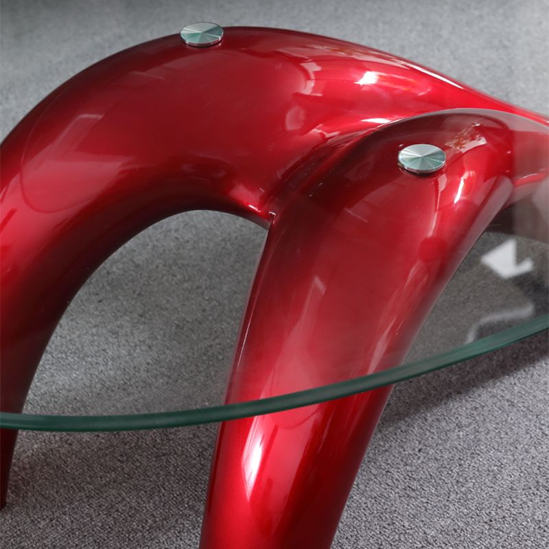 Glass Top Cocktail Table Oval Modern Minimalist Coffee Table Clearhalo 'Coffee & Accent Tables' 'Coffee Tables' 'coffee_tables' 'furn' 'furn_coffee_tables' 'Furniture' 'Living Room Furniture' 1200x1200_c74e838d-a2e7-4979-87bc-d2e45f337cd2