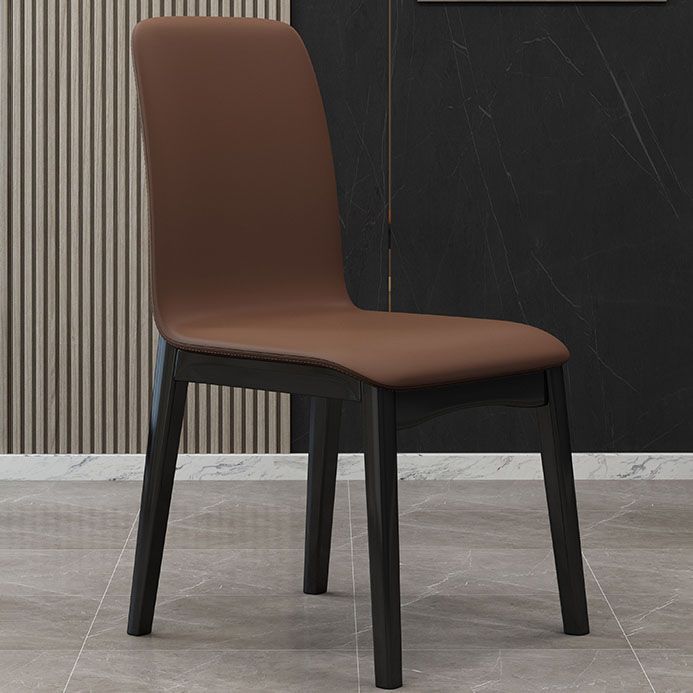 Contemporary Faux Leather Dining Chairs Solid Back Armless Dining Chair Clearhalo ' kitchen&dining_furn' 'Dining Chairs' 'Dining Tables & Seating' 'dining_chair' 'furn' 'furn_dining_chair' 'Furniture' 'furniture_dining_chair' 'Kitchen & Dining Furniture' 'kitchen' 1200x1200_c7507130-428f-4afe-a926-9d2cee95922e