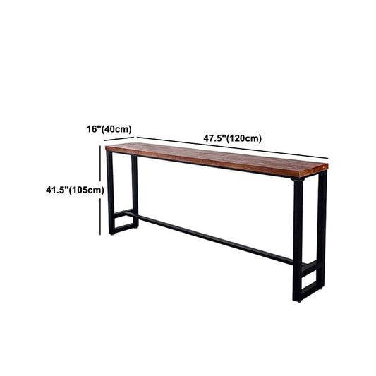 Solid Wood Top Bar Dining Table Industrial Bar Dining Table with Black Base Clearhalo 'Bar Furniture' 'Bar Tables' 'bar_tables' 'furn' 'furn_bar_tables' 'Furniture' 'Kitchen & Dining Furniture' 1200x1200_c750827a-0b89-47d6-a64d-d1898a083100