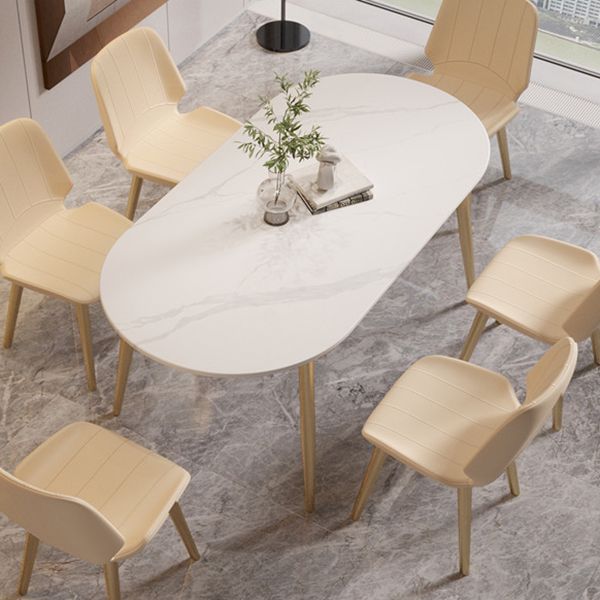 Contemporary Oval Dining Table Sintered Stone Dining Table with 4 Metal Legs for Dining Room Clearhalo ' dining_table' 'Dining Tables & Seating' 'Dining Tables' 'Furniture' 'furniture_dining_table' 'Kitchen & Dining Furniture' 'kitchen&dining_furn' 'kitchen' 'kitchen_dining_table' 1200x1200_c751299a-229b-4e00-b49f-2ae62058261a