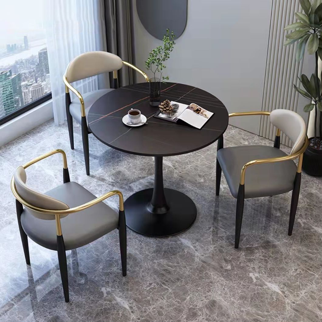 Designer Style Leather Arm Chair Matte Finish Open Back Dining Chair (Set of 2) Clearhalo ' kitchen&dining_furn' 'Dining Chairs' 'Dining Tables & Seating' 'dining_chair' 'furn' 'furn_dining_chair' 'Furniture' 'furniture_dining_chair' 'Kitchen & Dining Furniture' 'kitchen' 1200x1200_c751e7b9-2bd2-442a-a1e7-81cd03575aaf