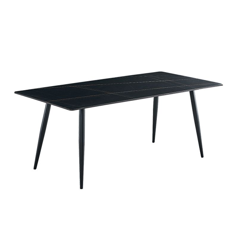 Industrial Style Rectangle Dining Table Stone Dinner Table with Metal 4 Legs Clearhalo ' dining_table' 'Dining Tables & Seating' 'Dining Tables' 'furn' 'furn_dining_table' 'Furniture' 'furniture_dining_table' 'Kitchen & Dining Furniture' 'kitchen&dining_furn' 'kitchen' 'kitchen_dining_table' 1200x1200_c7545f3b-8150-4118-88c5-1612561bcac6