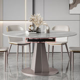 Modern Stainless Steel Base Pedestal Dining Table Extendable Dinner Table for Home Clearhalo 'Dining Tables & Seating' 'Dining Tables' 'dining_table' 'furn' 'furn_dining_table' 'Furniture' 'Kitchen & Dining Furniture' 1200x1200_c7552211-9155-4ee3-b687-fc1dcfd499cb