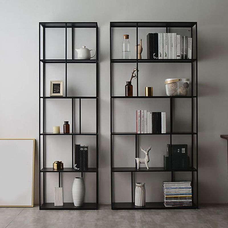 70.87"H Bookcase Black Open Back Modern Style Bookshelf for Home and Office Clearhalo 'Bookcases' 'furn' 'furn_bookcases' 'Furniture' 'furniture_bookcases' 'Office Furniture' 1200x1200_c7553d4d-f2d2-42ba-8d65-d28b19aefaf7