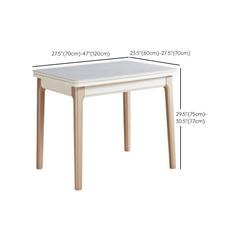 Table à manger évolutive en pierre moderne, pieds en bois pour salle à manger