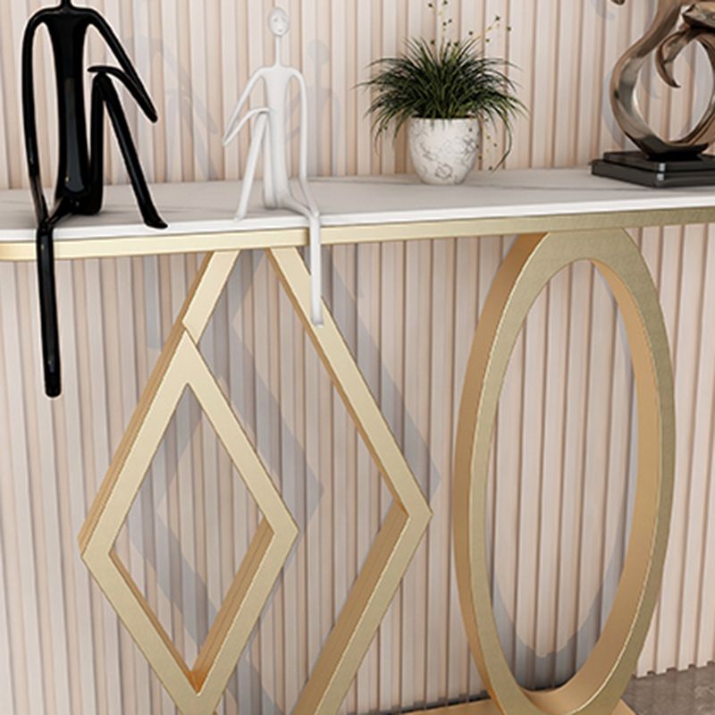 Tavolo da accento base per piedistallo da 31,5 "H con top in pietra per mezza luna per Hall