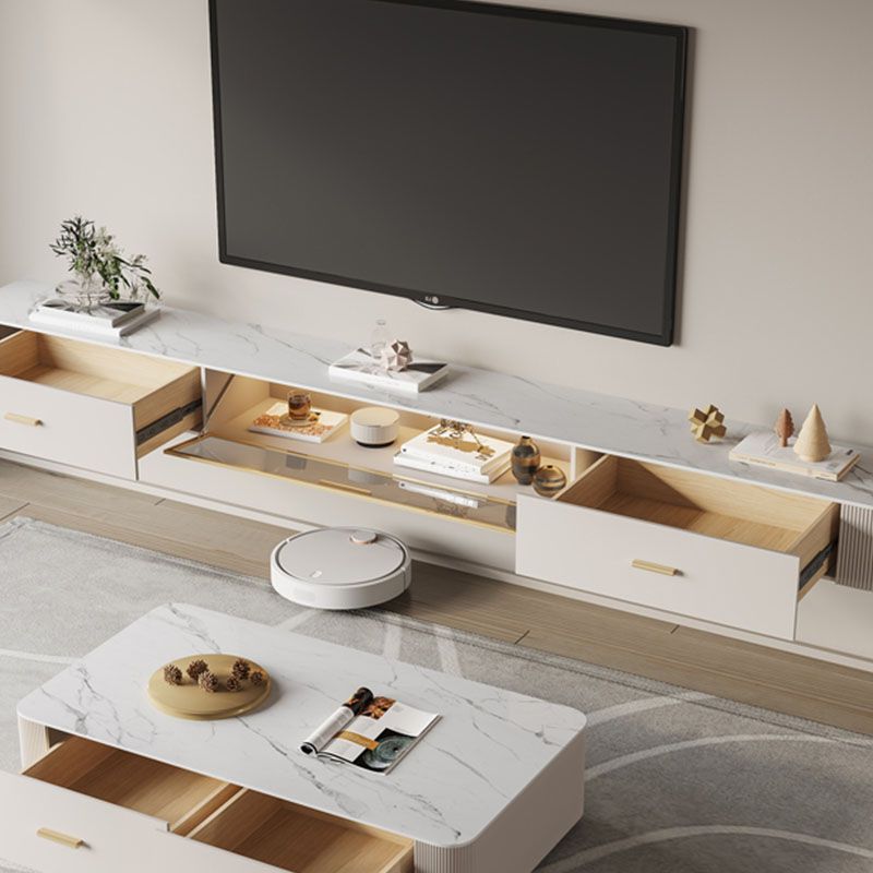 11.81 "W TV Stand TV STAND GLAM CONSOLA DE TV WHITE MALDENTE CON 2 CABINADOS