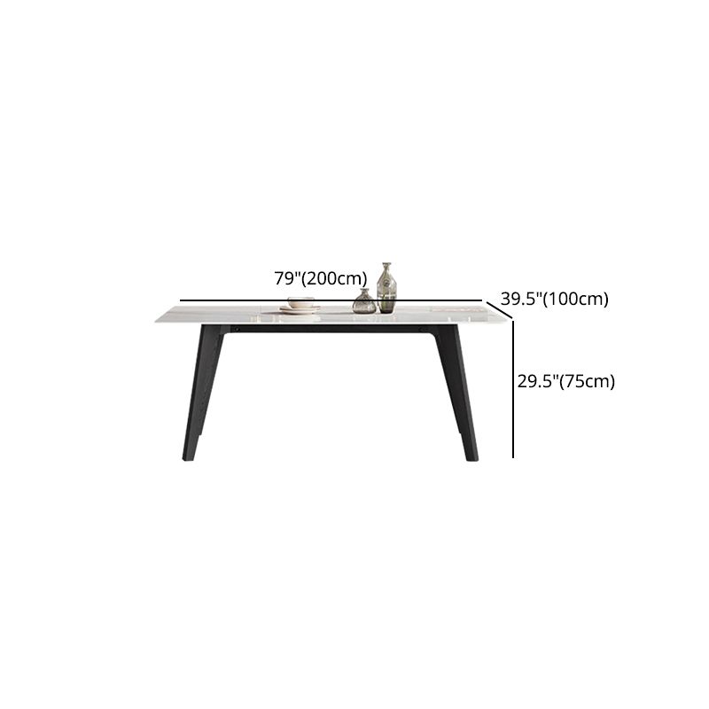 Industrial Stone Top Rectangle Table White and Black Dining Room Table Clearhalo 'Dining Tables & Seating' 'Dining Tables' 'dining_table' 'furn' 'furn_dining_table' 'Furniture' 'Kitchen & Dining Furniture' 1200x1200_c7597674-ab09-4ad1-adae-75e488403781