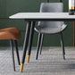Contemporary Rectangular White Stone Dining Table with 4 Steel Foot