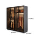 Contemporary Style Glass Wardrobe Soft Close Door Wardrobe Closet for Bedroom