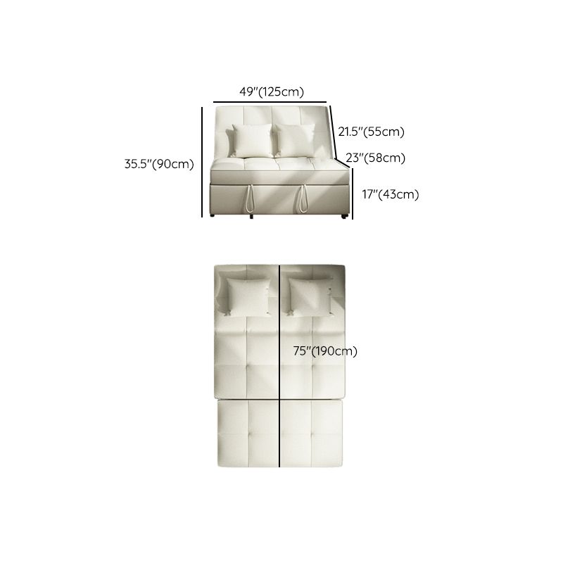 Contemporary Faux Leather Sleeper Sofa Biscuit Back Armless Sofa Bed